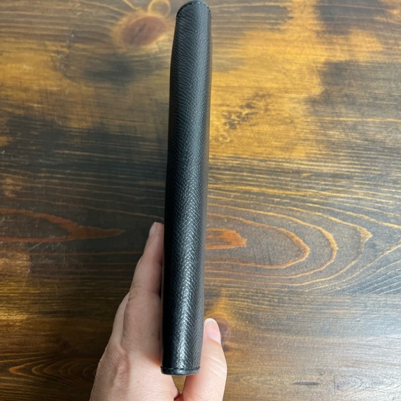 Coach Black Pebbled Leather Long Flap Card‎ Wallet Everyday Minimalist Classic - Picture 3 of 16